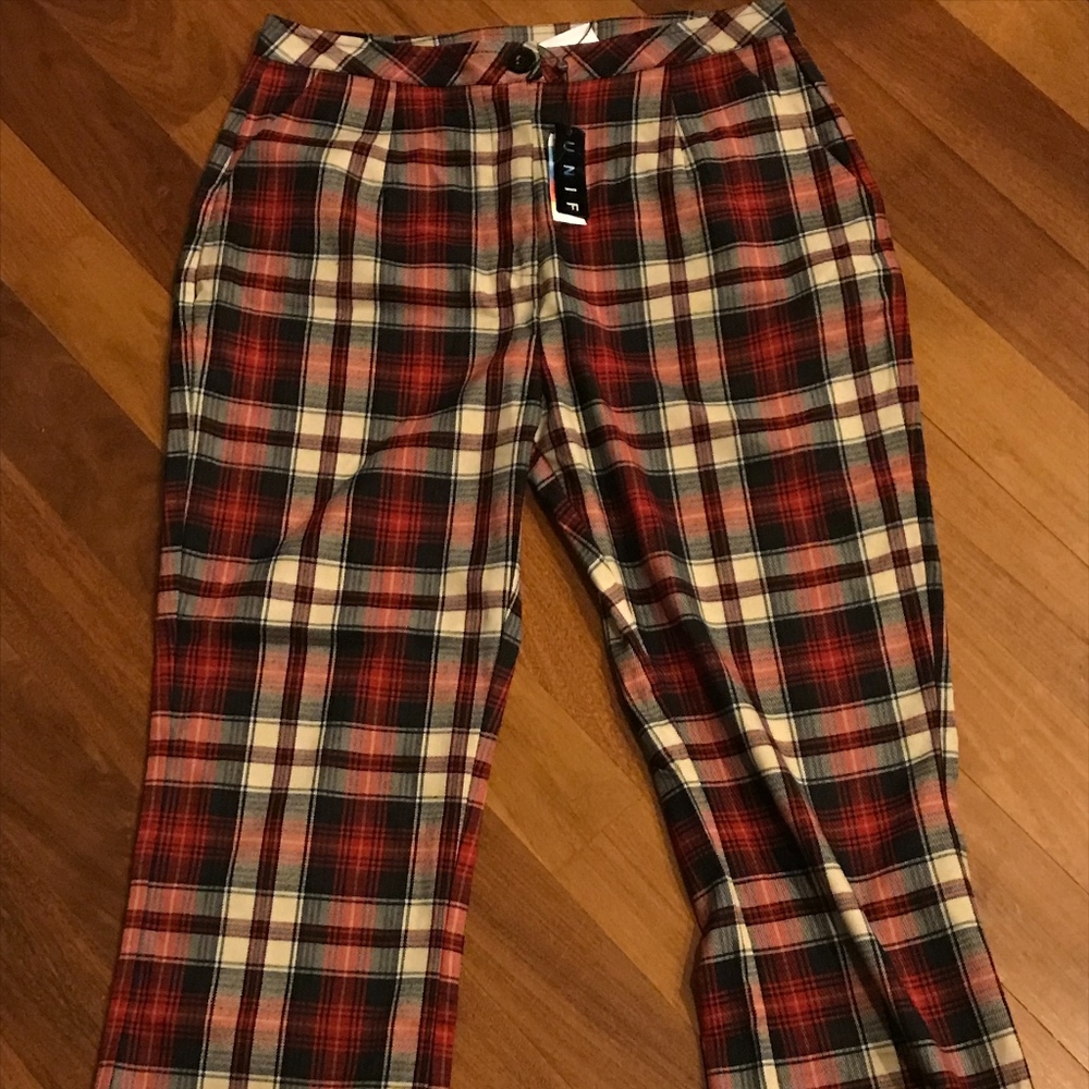 UNIF Winx pants in red plaid size 27